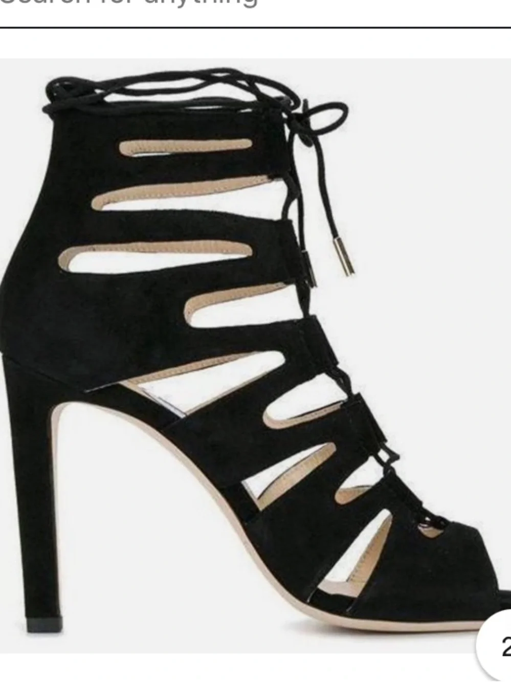 Jimmy Choo Women's Black Suede Lace-Up Cutout High Heel Sandal